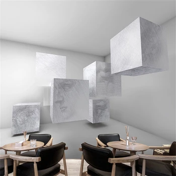 De Blancos personalizado geométricas de papel tapiz de la sala de estar espacio de expansión mural que cubre la pared de la sala estudio-dormitorio fondo de papel tapiz