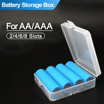 2 4 8 Ranuras AA AAA de Plástico de la Batería soporte de Almacenamiento Caja de la Batería Cubierta de la caja para AA AAA Recargable de la Batería de Contenedores Organizador