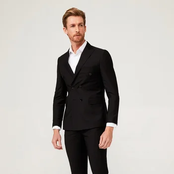 2022 Formal Negro de la Boda Sutis 2 Piezas Slim Fit Masculina de Lujo turco Negro Slim Fit de Doble Botonadura Hombres костюм мужской классика