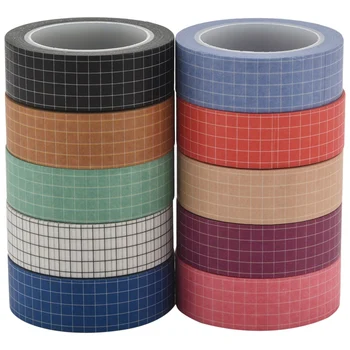 10PCS de Color Washi Tape Simple Puro Color de la tela Escocesa Conjunto de BRICOLAJE Manual de la Decoración de la etiqueta Engomada de la Escuela/fuentes del Partido